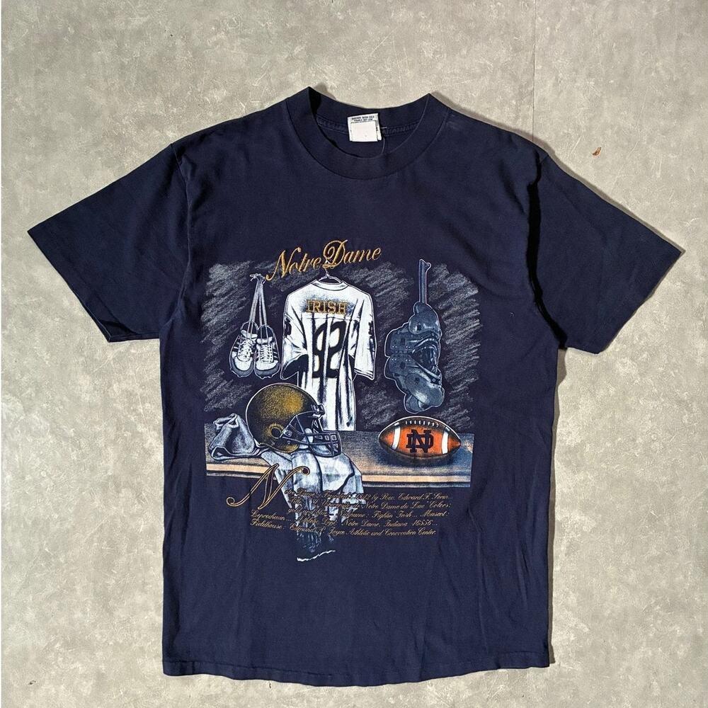90s Vintage Notre Dame Locker Room Navy T-Shirt -XL